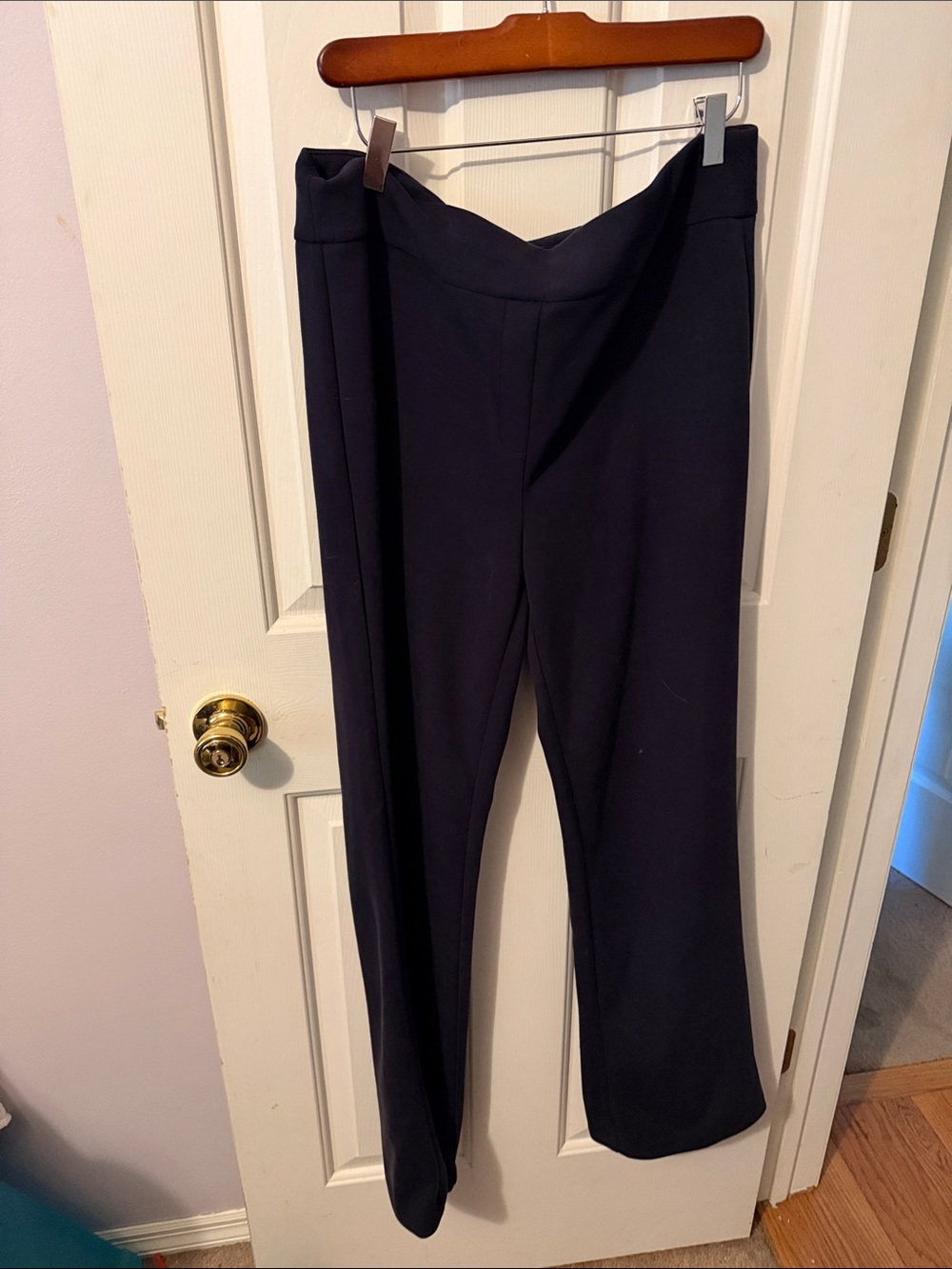 Christian Siriano Navy Wide-Leg Ponte Pants
